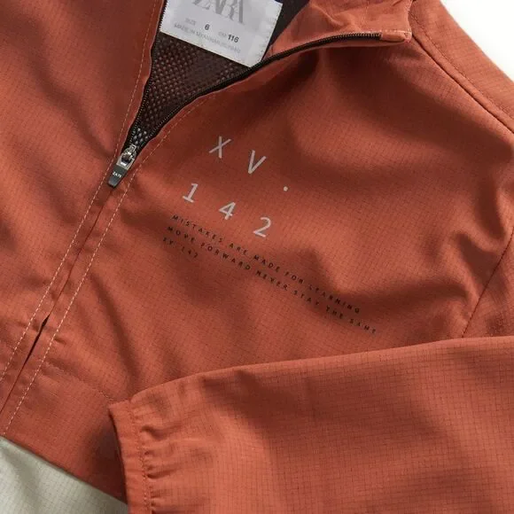 ZARA Kids | Brown | LIGHTWEIGHT COLORBLOCK RIPSTOP SPORTY JACKET - Picture 4 of 6